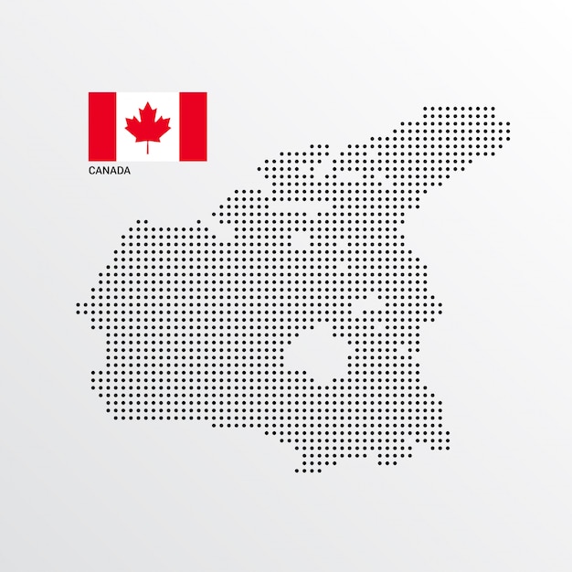 Vetor grátis design de mapa do canadá com bandeira e vetor de luz de fundo