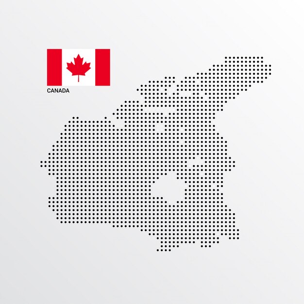 Design de mapa do Canadá com bandeira e vetor de luz de fundo