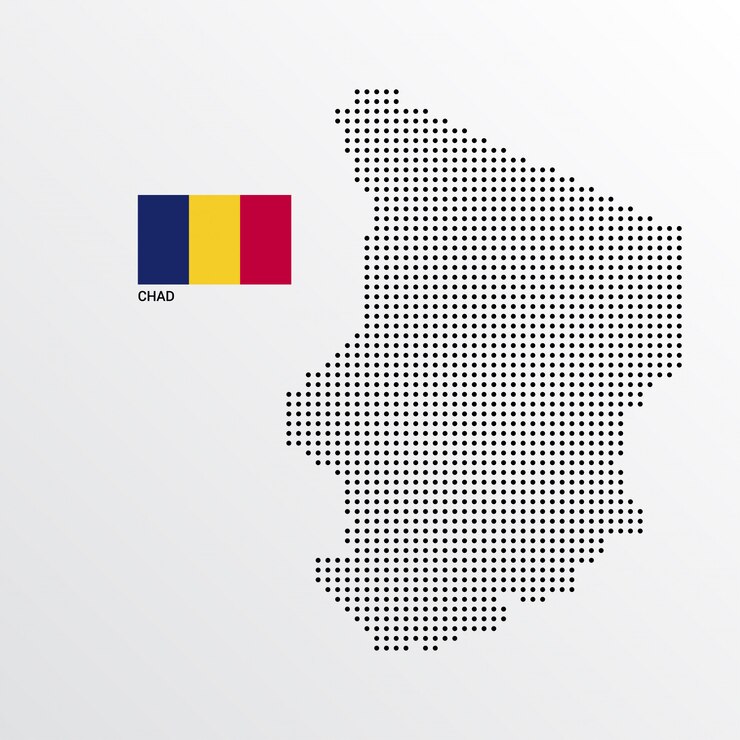 Vetor grátis design de mapa do chade com bandeira e luz de fundo vector