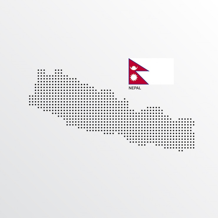 Vetor grátis design de mapa do nepal com bandeira e luz de fundo vector