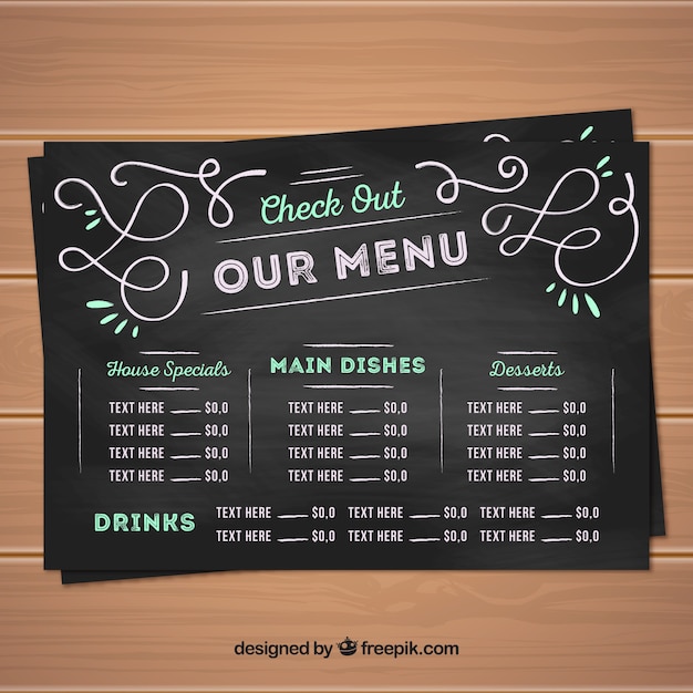 Vetor grátis design de menu criativo em estilo chalk