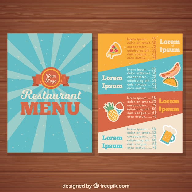 Design de menu em estilo vintage