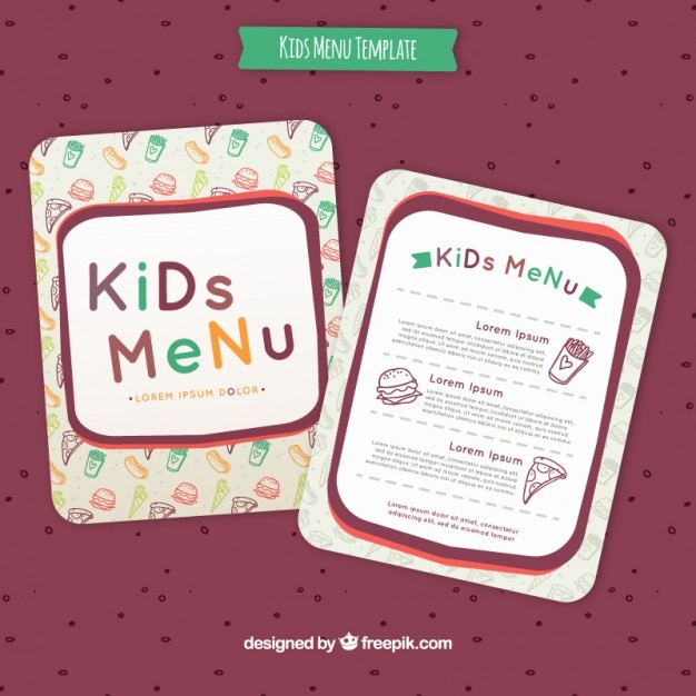 Design de menu para crianças