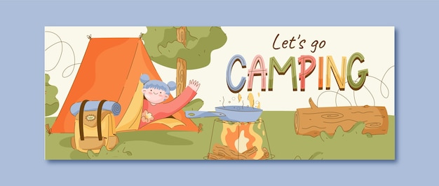Design de modelo de acampamento desenhado à mão