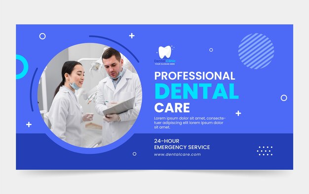 Design de modelo de anúncio do facebook de clínica odontológica