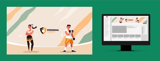 Design de modelo de arte de canal do youtube personal trainer