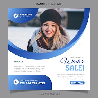 Design de modelo de banner de web de venda de moda de inverno para postagem em mídia social e postagem no instagram em vetor