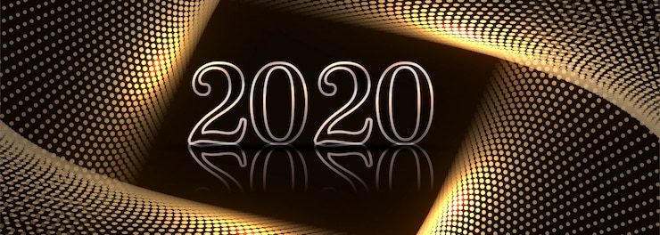 Vetor grátis design de modelo de banner elegante celebração de ano novo de 2020
