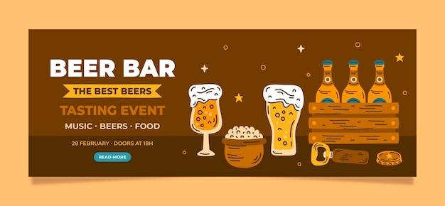 Design de modelo de bar de cerveja desenhado à mão