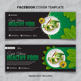 Design de modelo de capa de comida saudável para facebook