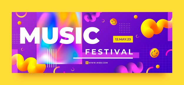 Vetor grátis design de modelo de capa de facebook de festival de música