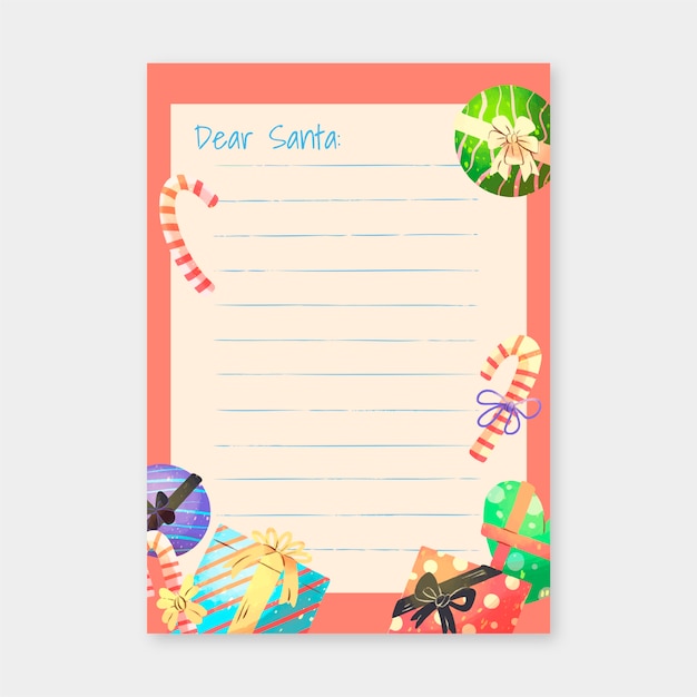 Design de modelo de carta de papai noel desenhado à mão