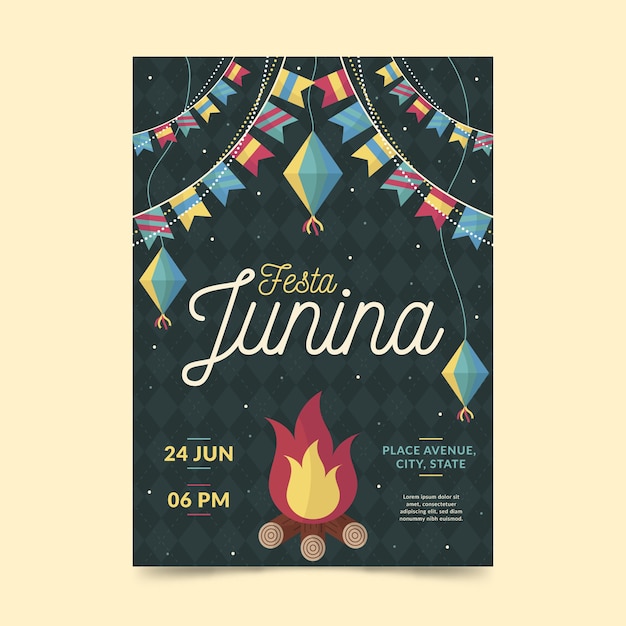 Design de modelo de cartaz de festa junina