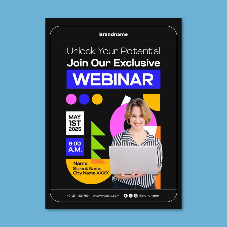 Vetor grátis design de modelo de cartaz para webinário