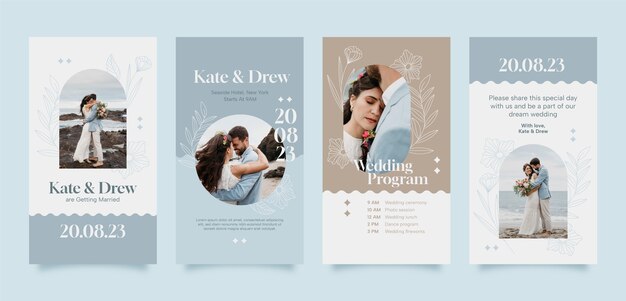 Design de modelo de casamento desenhado à mão