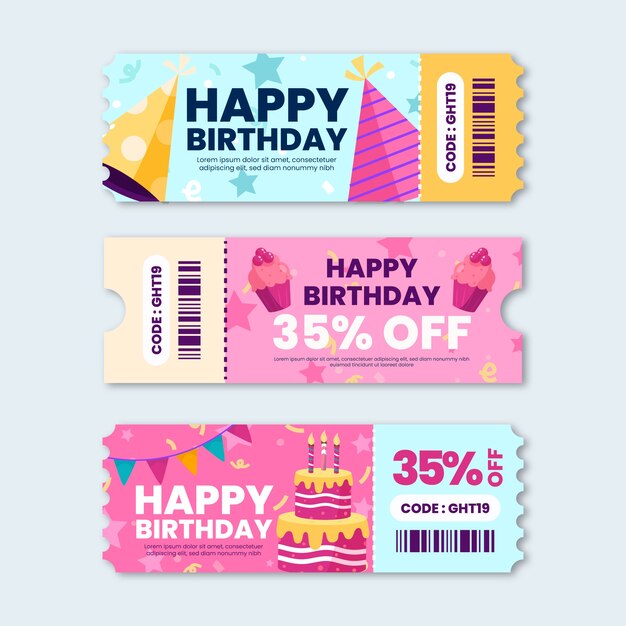 Design de modelo de comprovante de presente de aniversário
