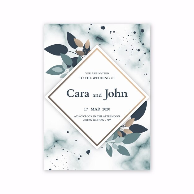 Design de modelo de convite de casamento elegante