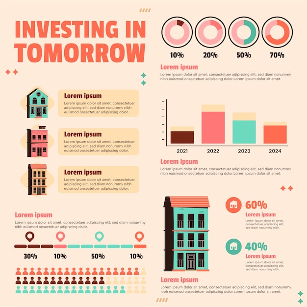 Vetor grátis design de modelo de infografia imobiliária