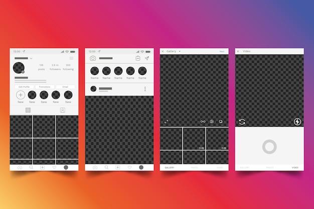 Design de modelo de interface de perfil do instagram