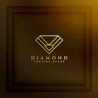 Vetor grátis design de modelo de logotipo de diamante dourado estilo linha com espaço de tagline