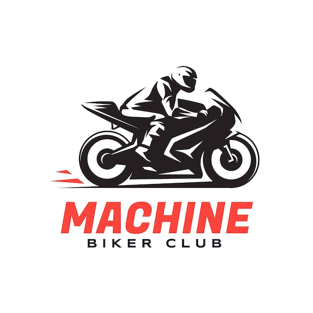 Design de modelo de logotipo de motociclista