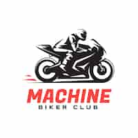 Vetor grátis design de modelo de logotipo de motociclista