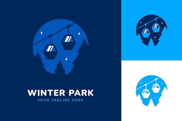 Design de modelo de logotipo de temporada de inverno plano