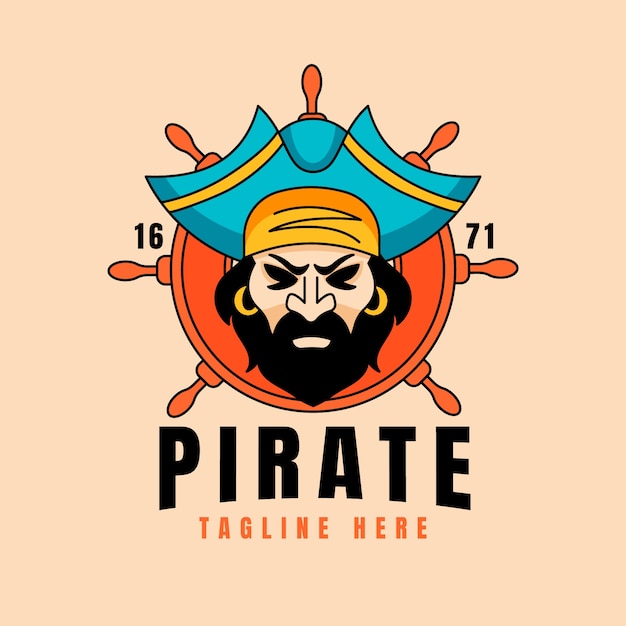 Vetor grátis design de modelo de logotipo pirata