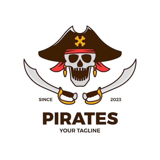 Vetor grátis design de modelo de logotipo pirata