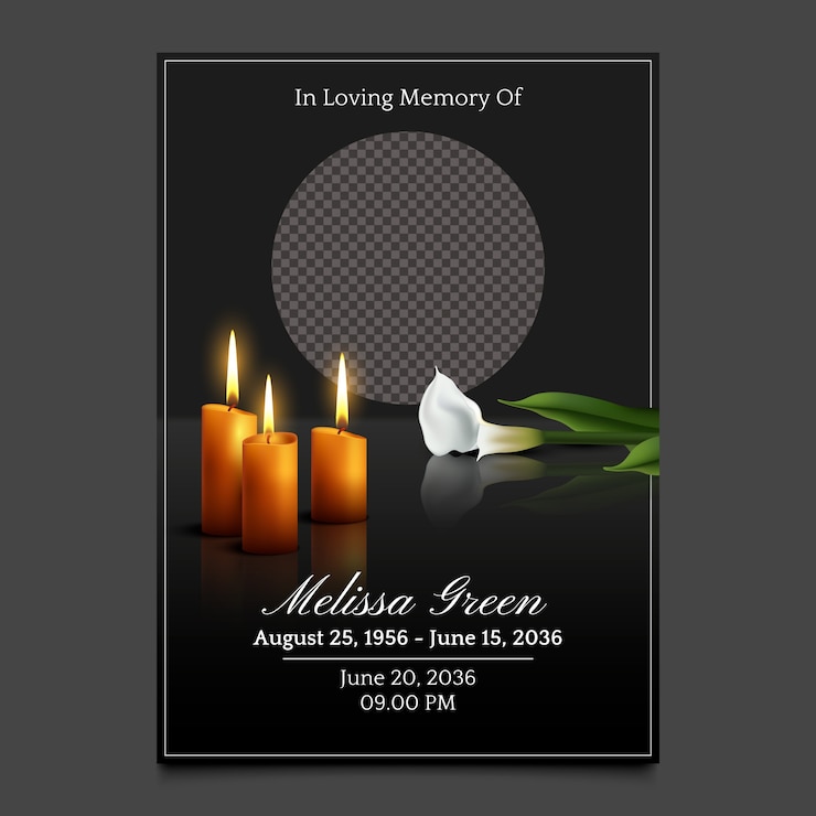 Vetor grátis design de modelo de obituário