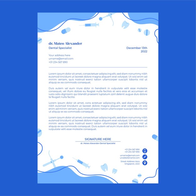 Design de modelo de papel timbrado de clínica odontológica
