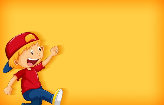 Design de modelo de plano de fundo com menino feliz andando