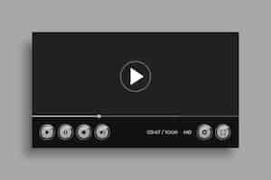 Vetor grátis design de modelo de player de vídeo de tema preto