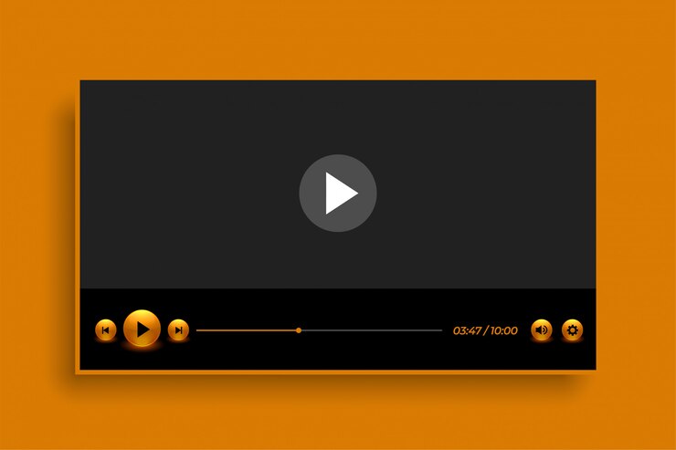 Vetor grátis design de modelo de player de vídeo premium em estilo dourado