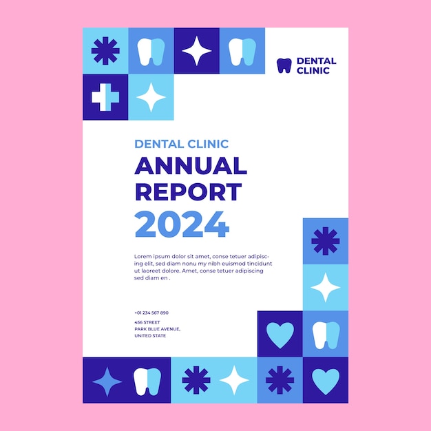 Vetor grátis design de modelo de relatório anual de clínica odontológica