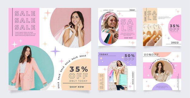 Design de modelo de venda de postagem do instagram desenhado à mão