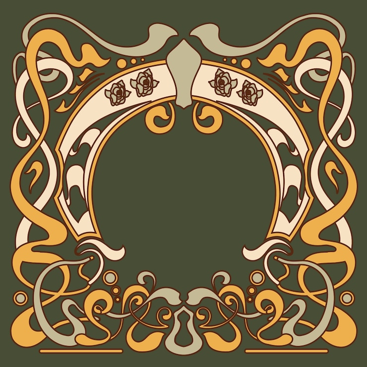 Vetor grátis design de moldura art nouveau desenhado à mão