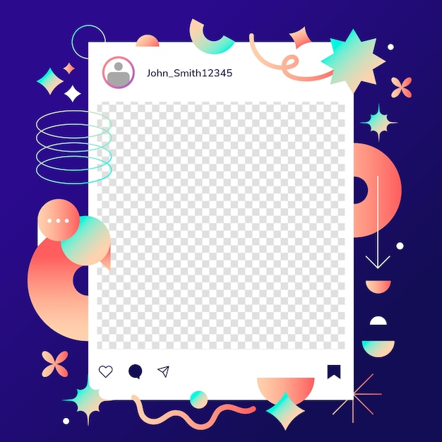 Vetor grátis design de moldura de postagem gradiente para instagram