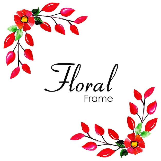 Vetor grátis design de moldura floral de aguarela desenhada à mão