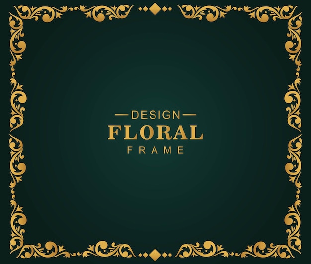 Design de moldura floral decorativa de luxo dourado moderno