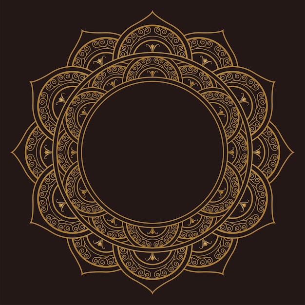 Vetor grátis design de ornamento de mandala de ouro com um círculo no meio isolado em um fundo escuro