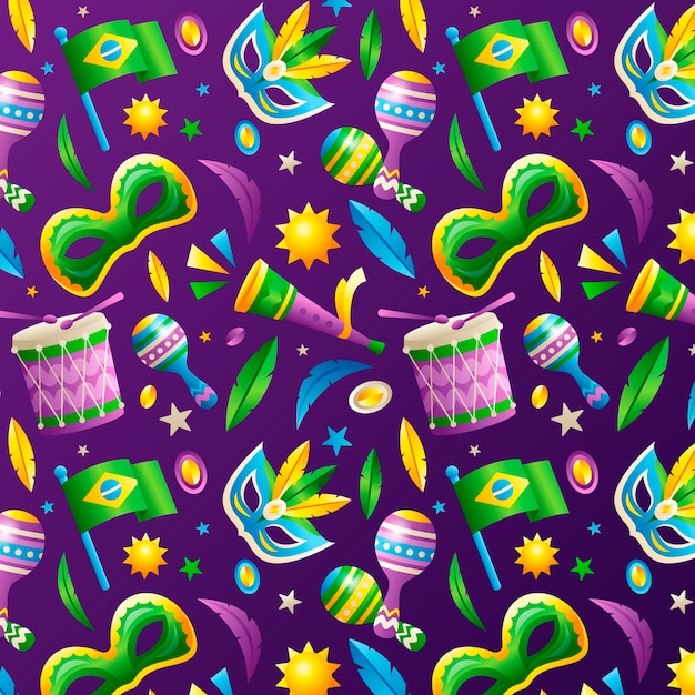 Design de padrão de carnaval brasileiro gradiente de carnaval