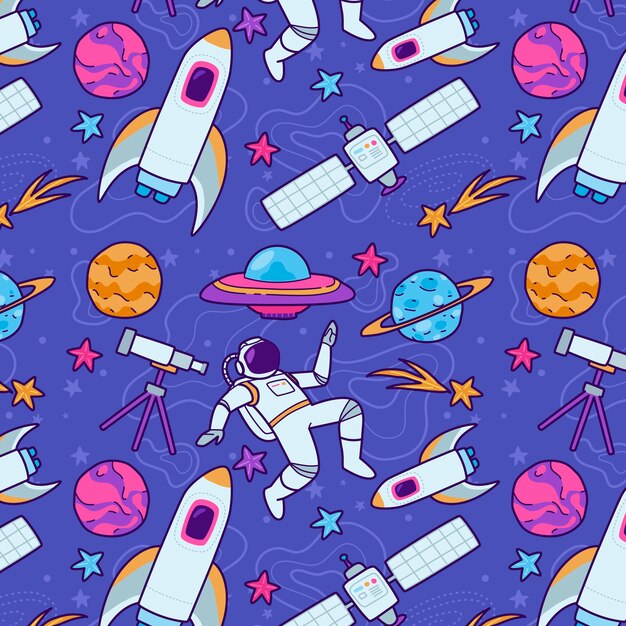 Design de padrão de espaço desenhado à mão