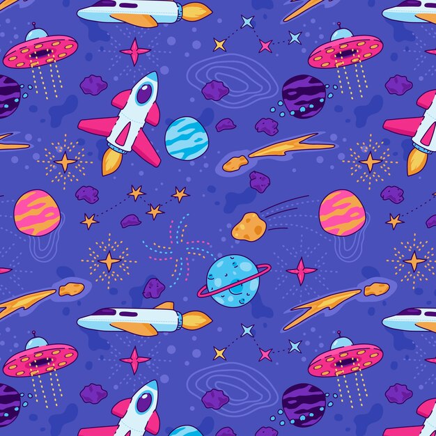 Design de padrão de espaço desenhado à mão