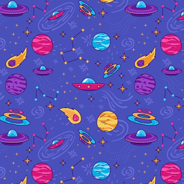 Design de padrão de espaço desenhado à mão