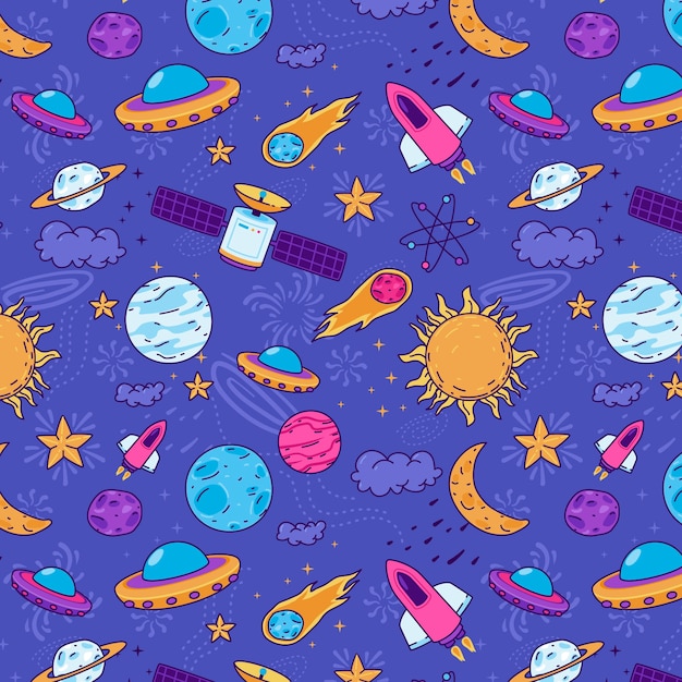 Design de padrão de espaço desenhado à mão