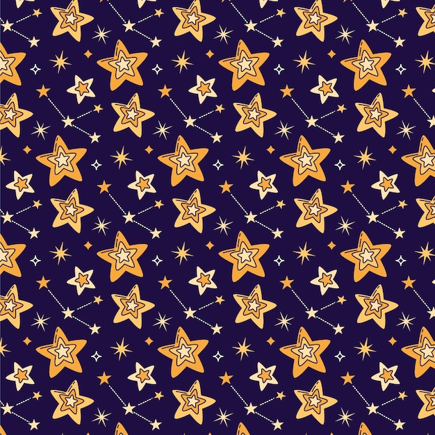 Vetor grátis design de padrão de estrela desenhada de mão