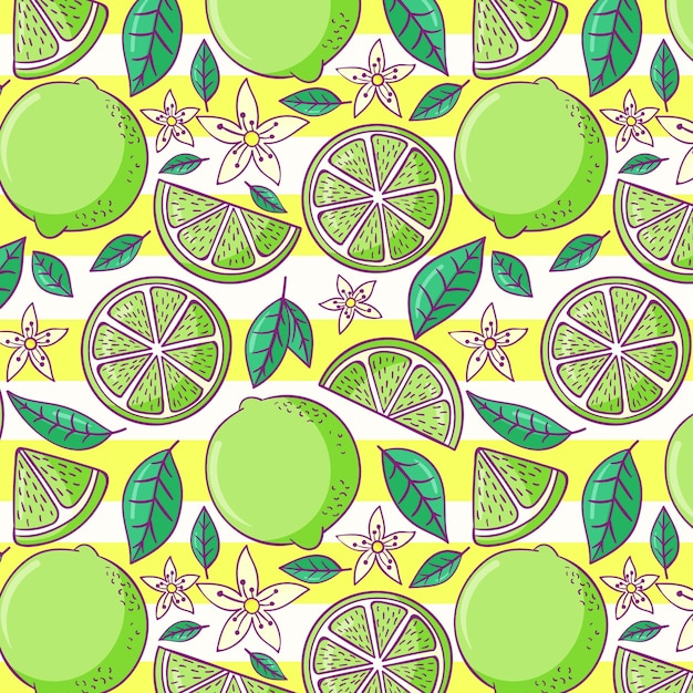 Design de padrão de frutas de limão desenhado à mão