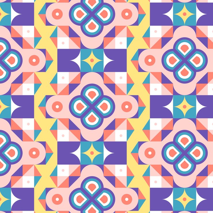 Vetor grátis design de padrão de mosaico geométrico plano