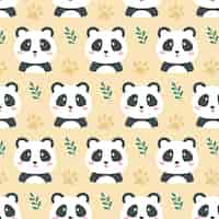 Vetor grátis design de padrão de panda desenhado à mão